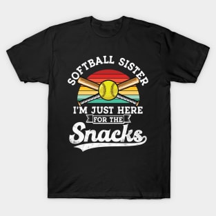 Softball sister I'm Just Here for the snacks retro Softball T-Shirt